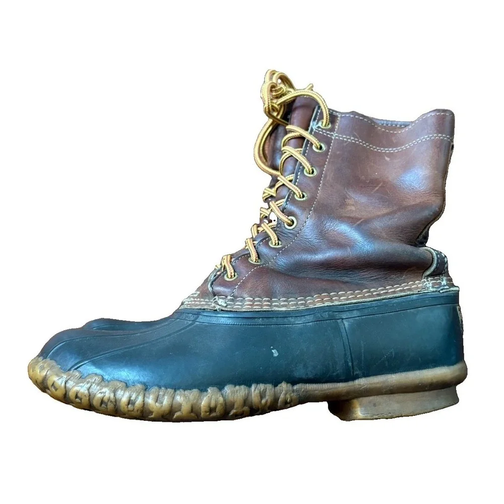 LL Bean Bean Boots 8 Inch Duck USA Maine Made Brown Mens Size 9 M Leather